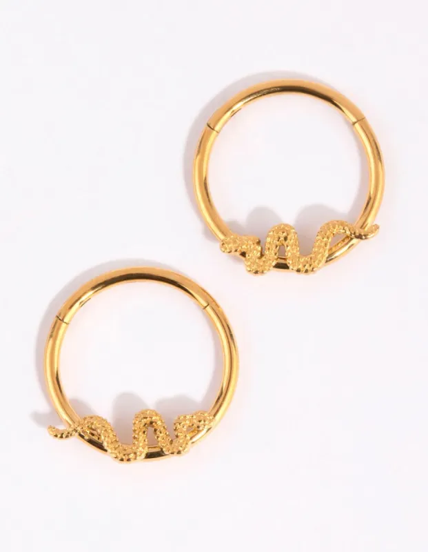 Gold Plated Surgical Steel Snake Sleeper Earrings sold by lovisa