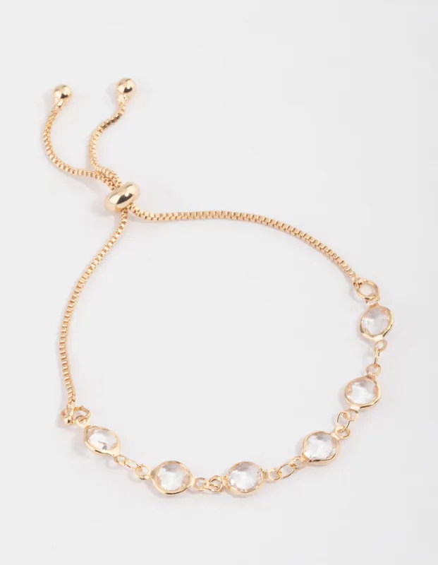Gold Circle Glass Stone Toggle Bracelet sold by lovisa