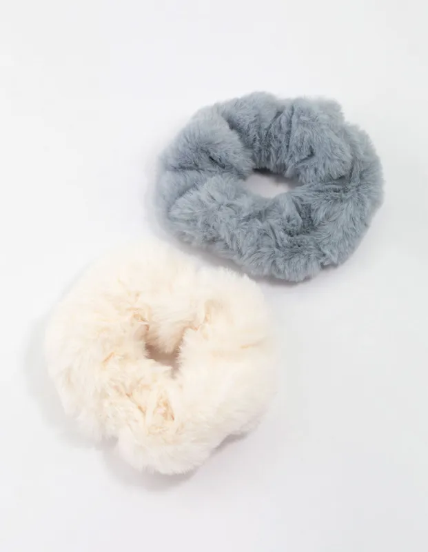 Fabric Faux Fur Scrunchie Pack sold by lovisa
