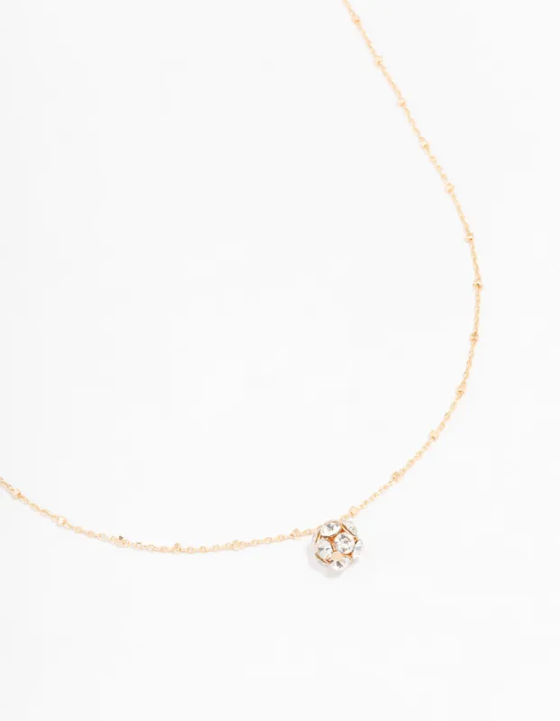 Gold Sphere Diamante Necklace sold by lovisa