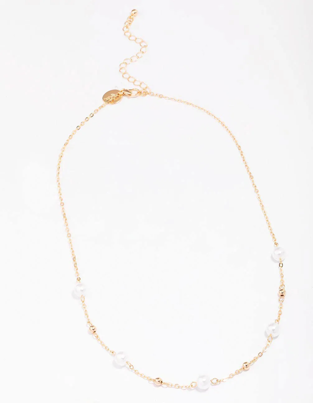 Gold Pearl & Ball Station Necklace sold by lovisa product image thumbnail 2