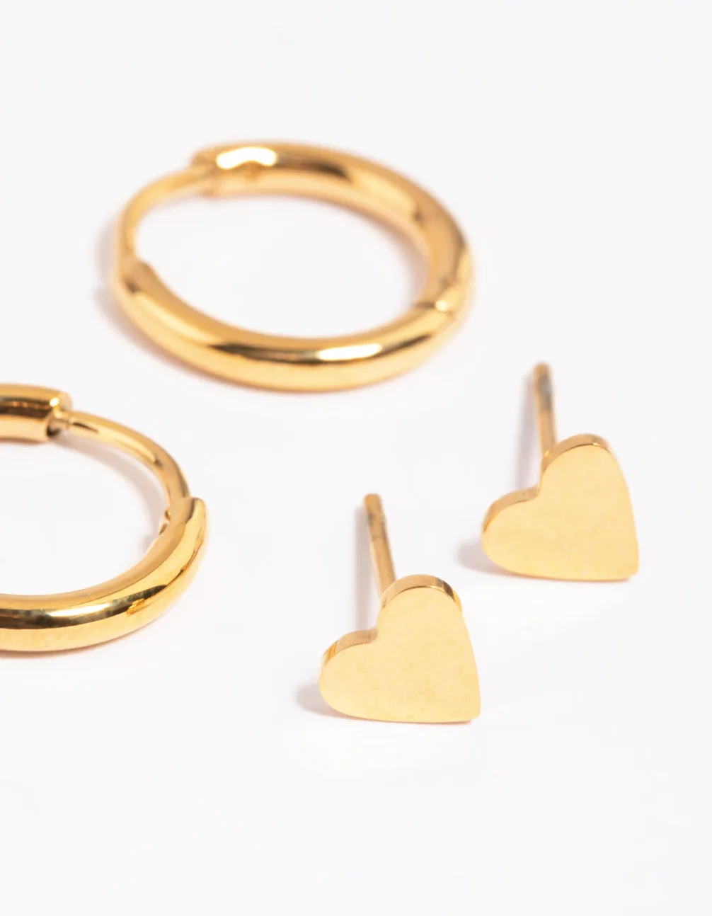 Gold Plated Surgical Steel Heart Stud Earring Set sold by lovisa product image thumbnail 4