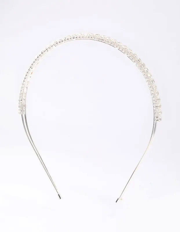 Silver Cubic Zirconia Round Stone Encased Headband sold by lovisa