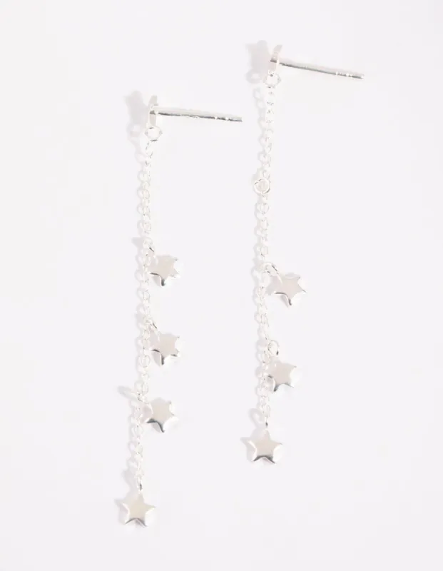 Sterling Silver Star Chain Drop Earrings sold by lovisa