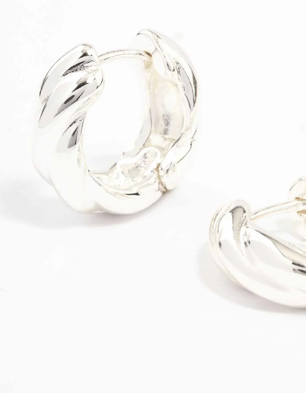 Silver Chunky Twisted Huggie Earrings sold by lovisa product image thumbnail 3