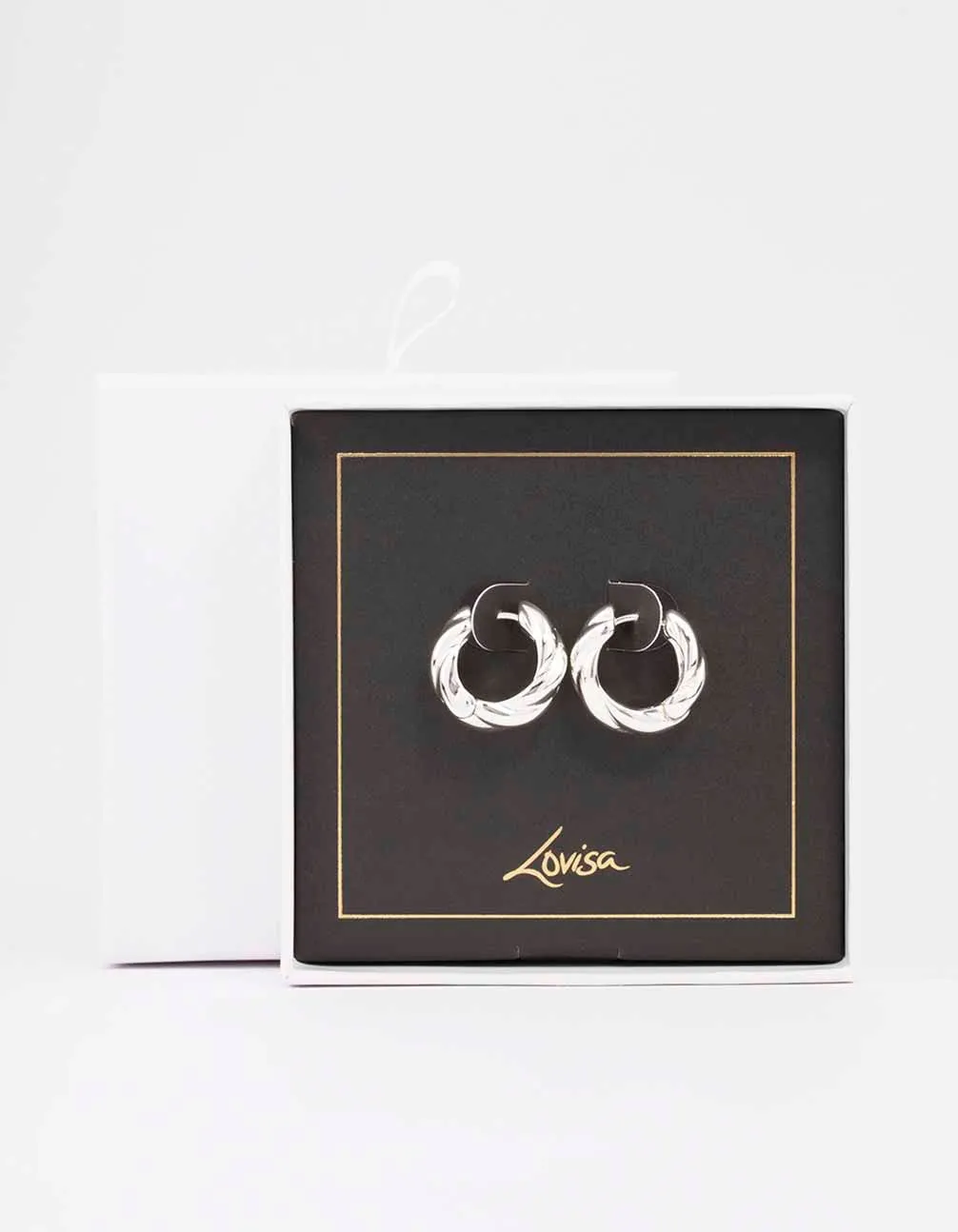 Silver Chunky Twisted Huggie Earrings sold by lovisa product image thumbnail 2