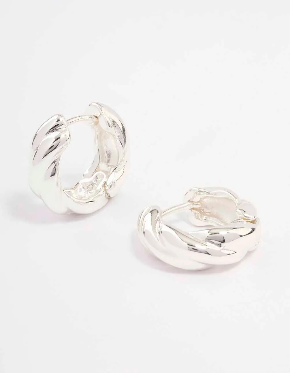 Silver Chunky Twisted Huggie Earrings sold by lovisa