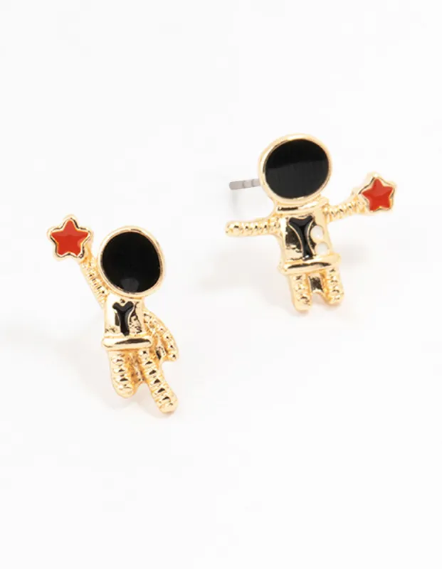 Gold Astronaut Star Stud Earrings sold by lovisa