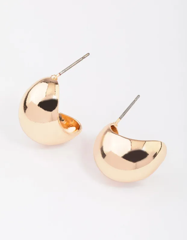 Gold Chubby Ball Huggie Earrings sold by lovisa