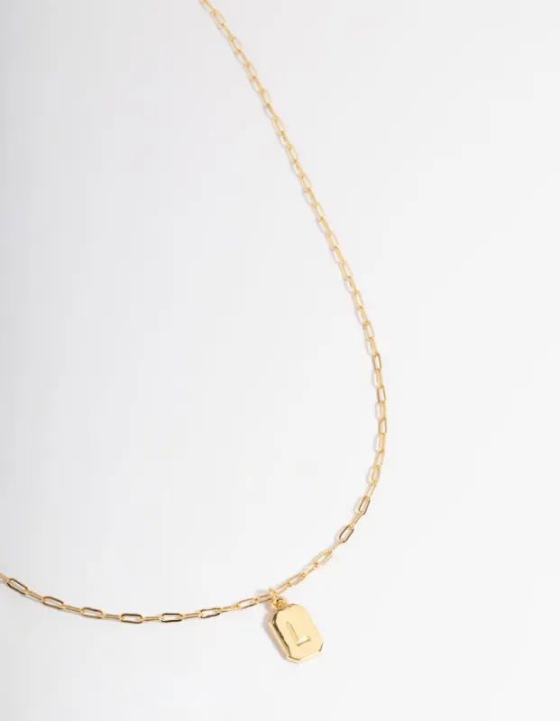 Letter L Gold Plated Rectangle Pendant Initial Necklace sold by lovisa