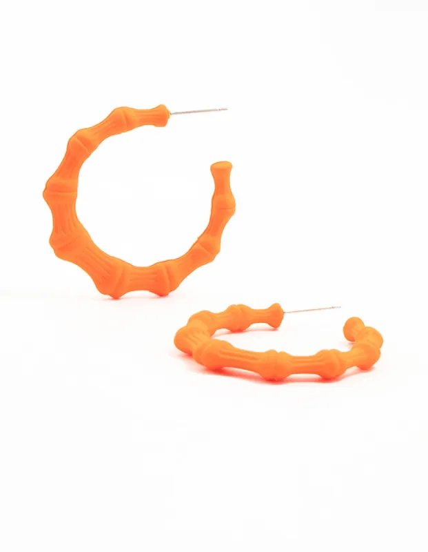 Orange Coated Bamboo Hoop Earrings sold by lovisa