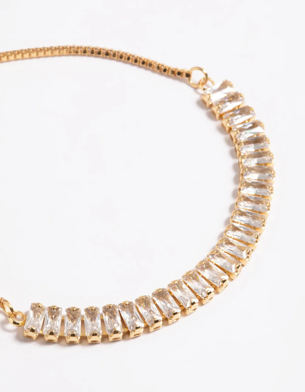 Gold Plated Cubic Zirconia Baguette Toggle Tennis Bracelet sold by lovisa