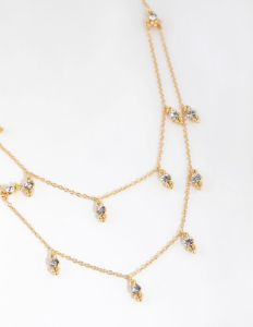 Gold Plated Diamante Charm Layered Necklace sold by lovisa