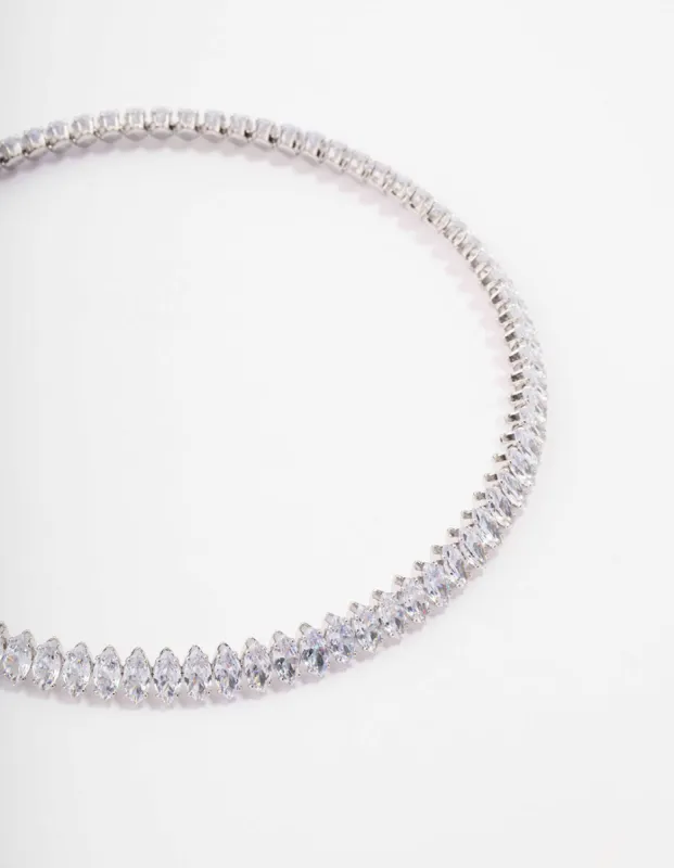 Silver Cubic Zirconia Navette Stone Choker sold by lovisa