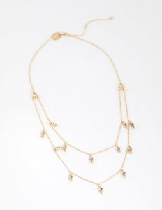 Gold Plated Diamante Charm Layered Necklace sold by lovisa