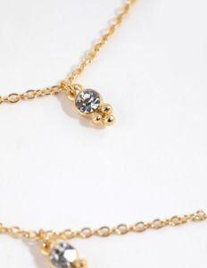 Gold Plated Diamante Charm Layered Necklace sold by lovisa