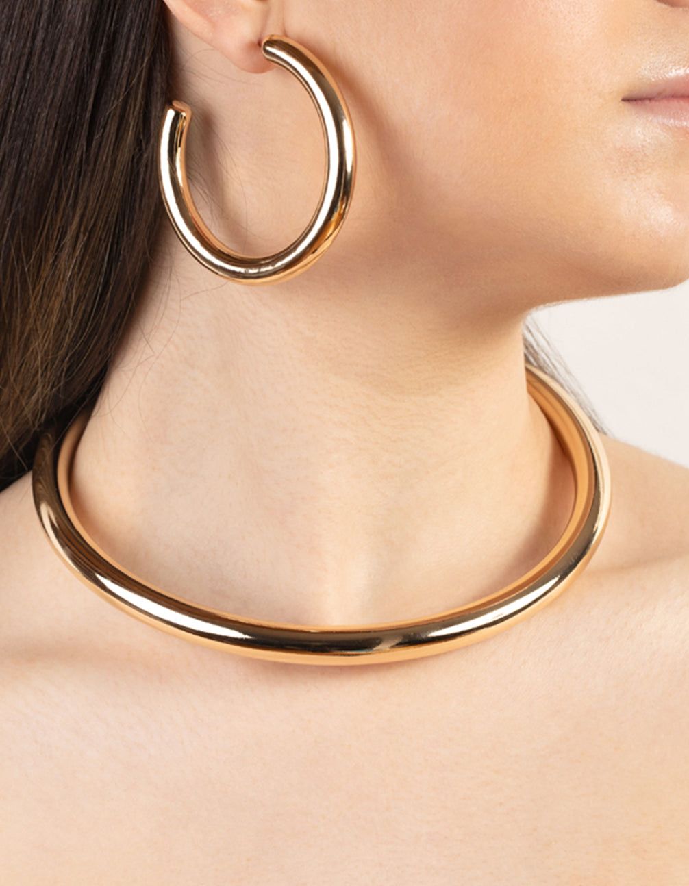 Gold Tube Hoop & Necklace Set sold by lovisa product image thumbnail 2