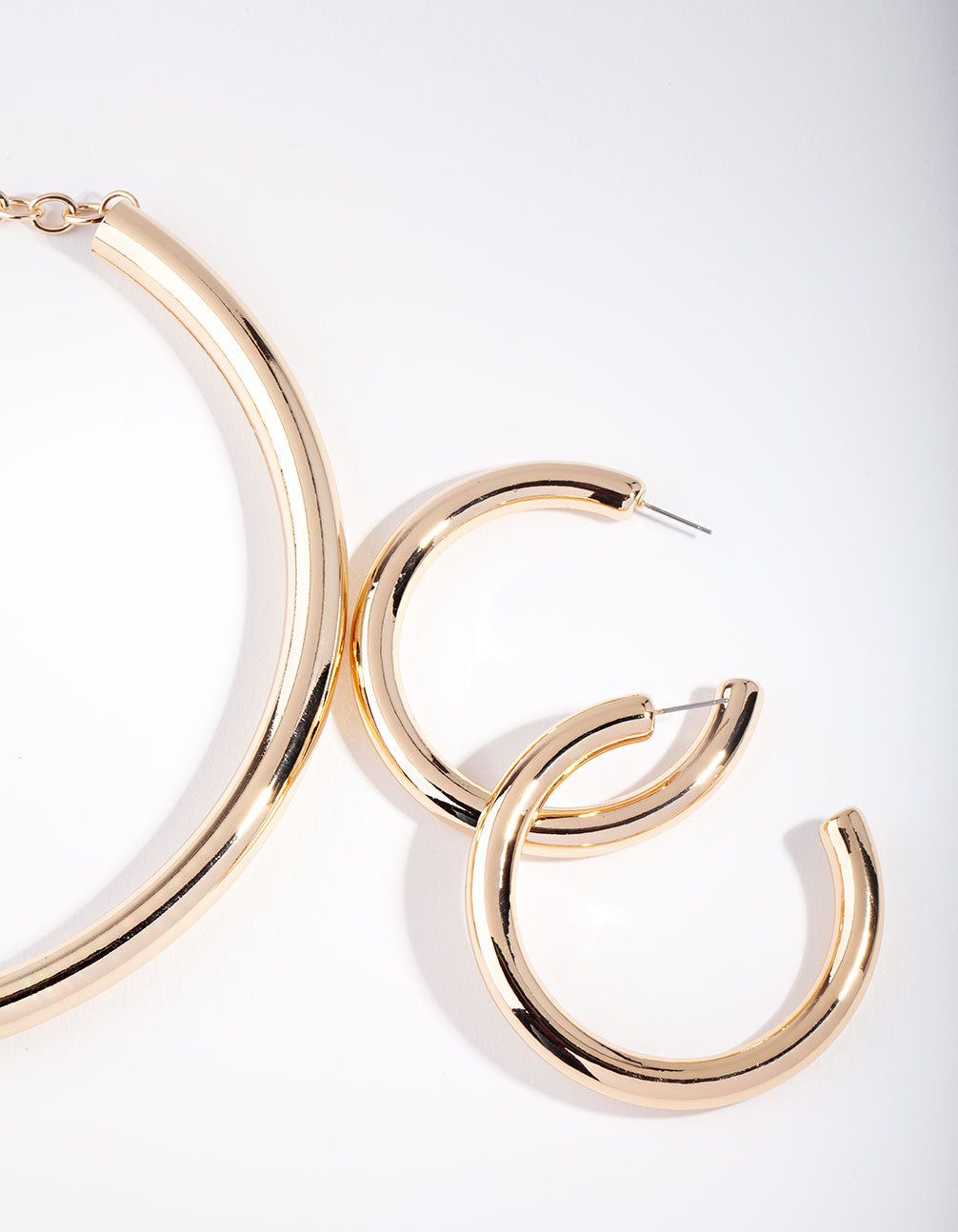 Gold Tube Hoop & Necklace Set sold by lovisa