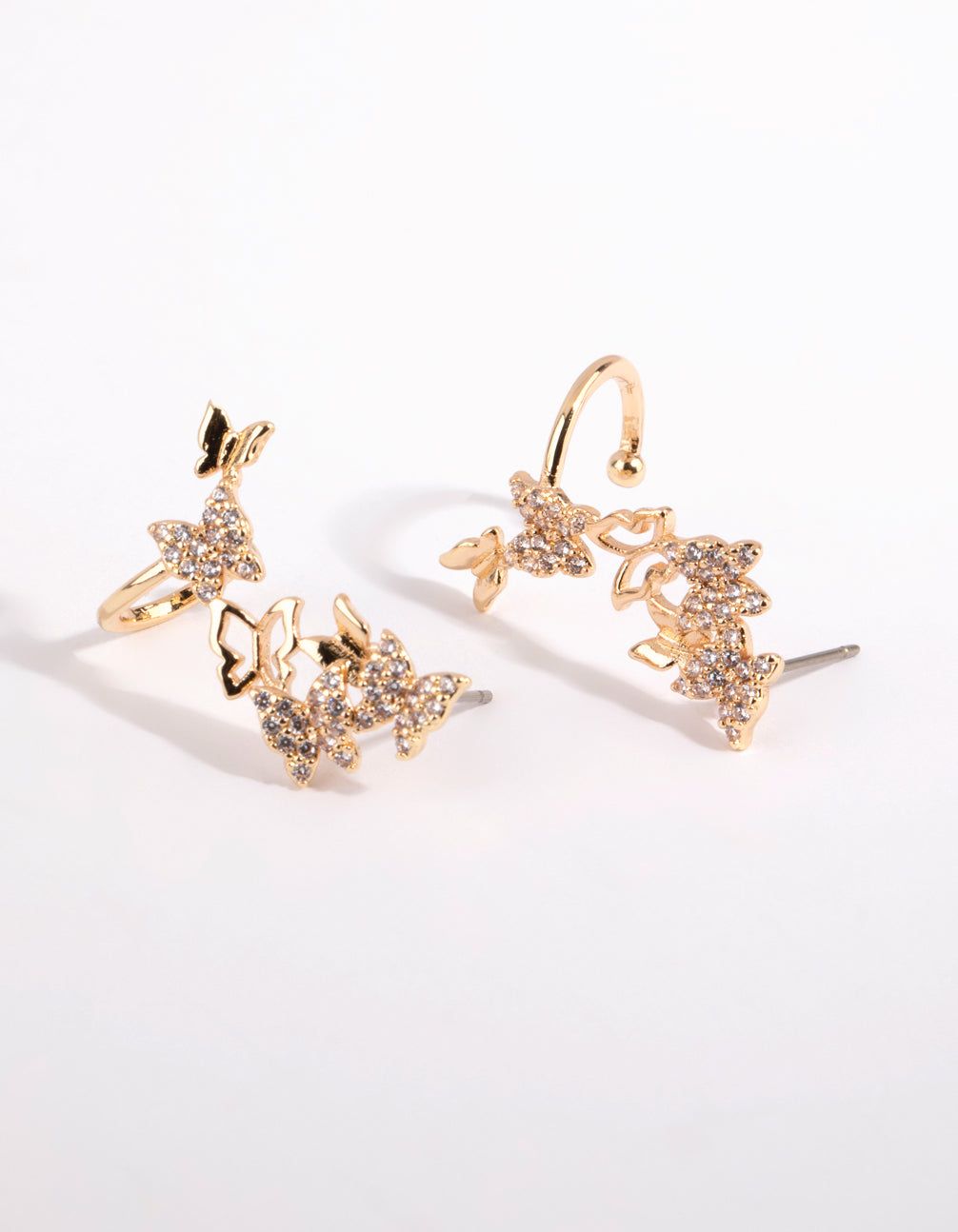 Gold Cubic Zirconia Butterfly Crawler Earrings sold by lovisa