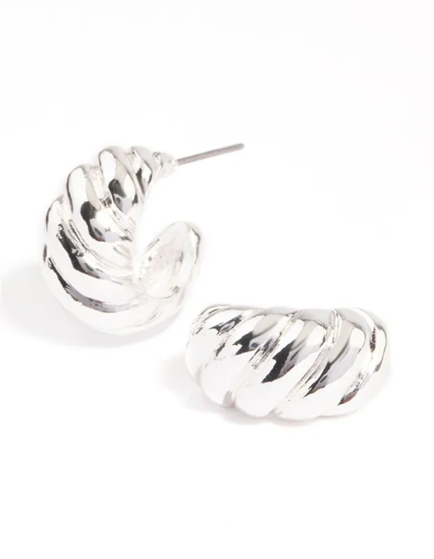 Silver Plated Twisted Wide Hoop Earrings sold by lovisa