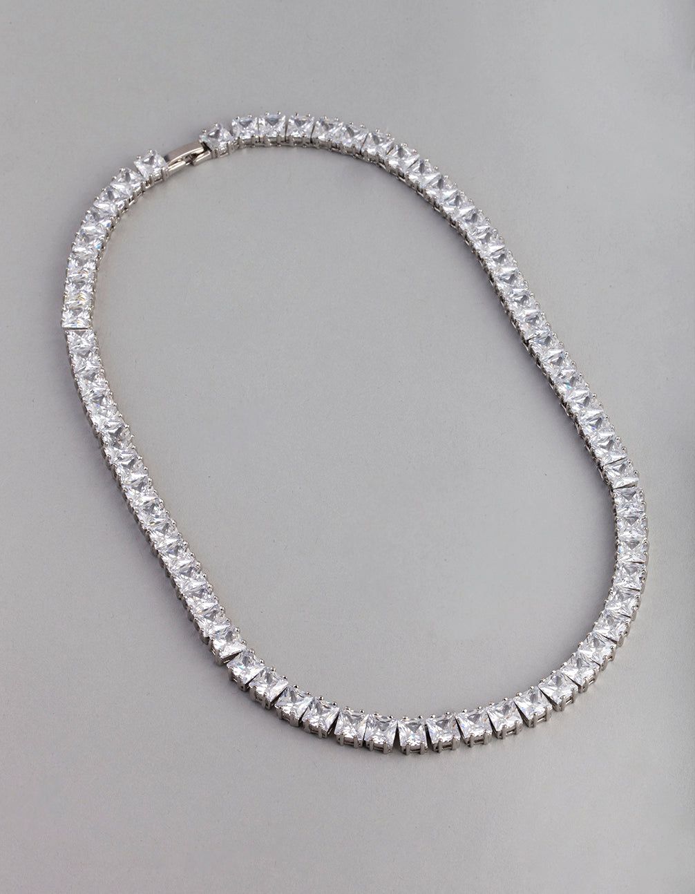 Silver Cubic Zirconia Statement Square Necklace sold by lovisa product image thumbnail 3