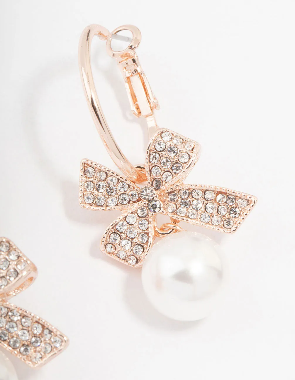 Rose Gold Bow & Pearl Drop Hoop Earrings sold by lovisa product image thumbnail 3