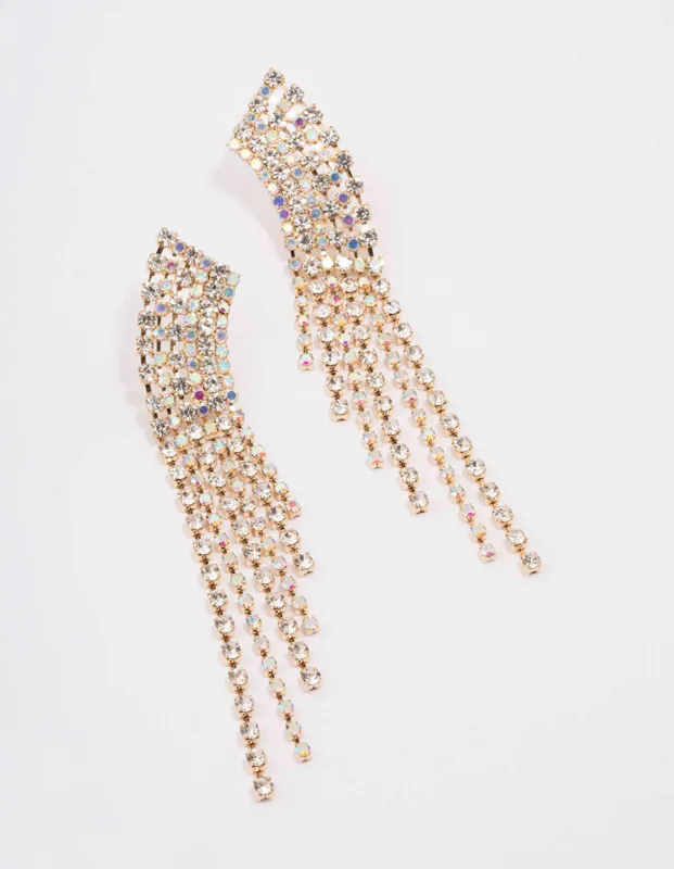 Gold Curved Rectangular Drop Earrings sold by lovisa