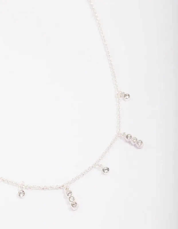 Silver Graduating Diamante Chain Necklace sold by lovisa