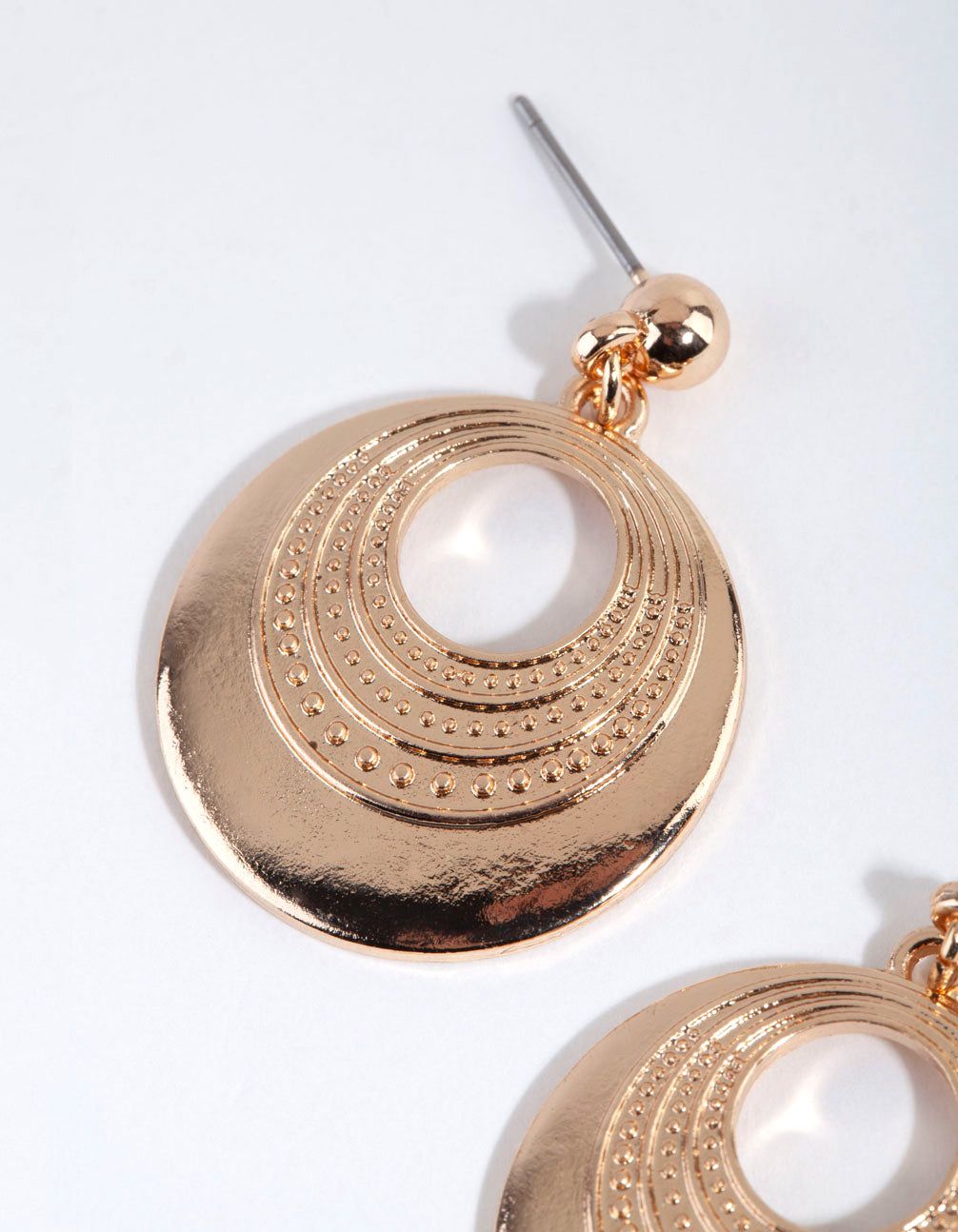 Gold Half Etched Disc Drop Earrings sold by lovisa product image thumbnail 2