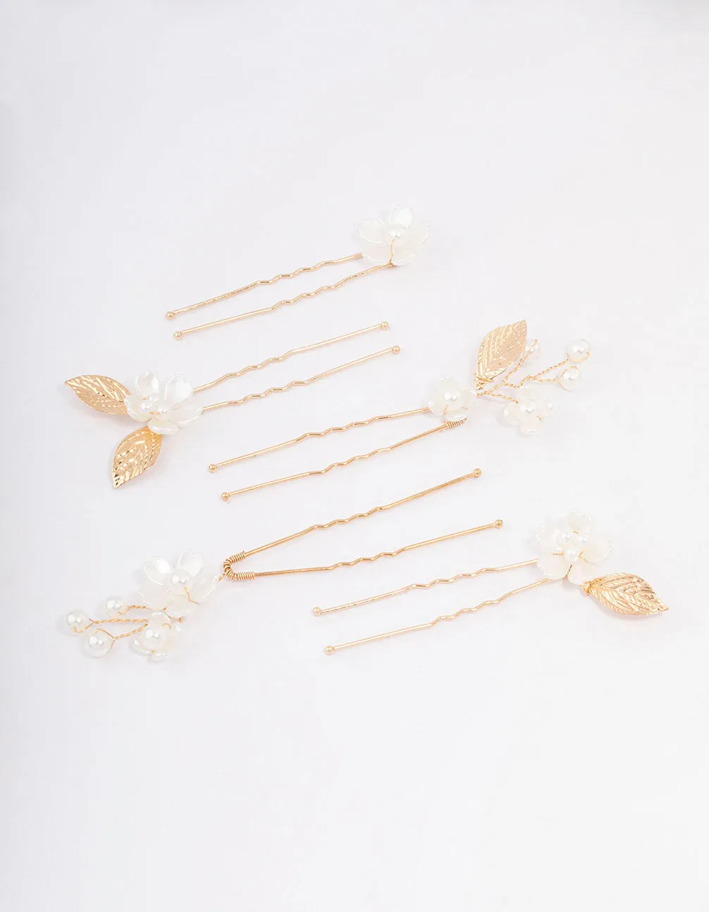 Gold Wire Flower Pearl Hair Pins sold by lovisa