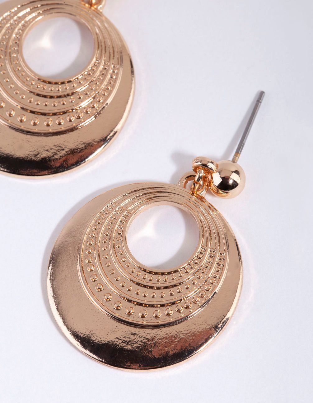 Gold Half Etched Disc Drop Earrings sold by lovisa product image thumbnail 3