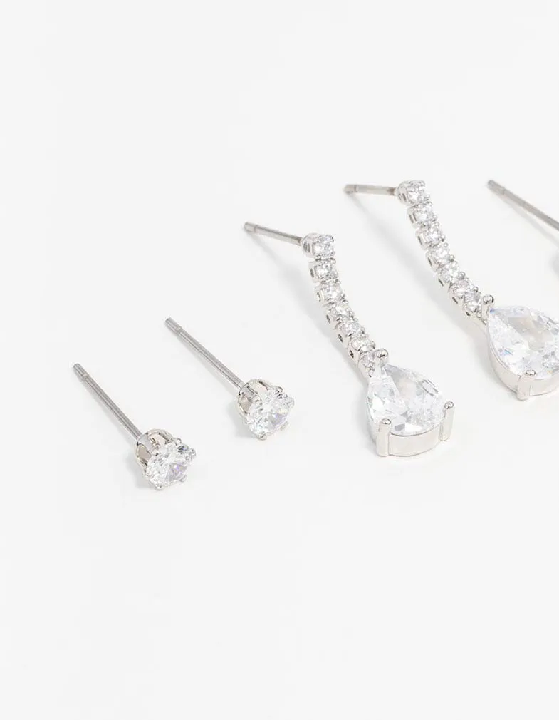 Silver Cubic Zirconia Stud & Drop Earrings 3-Pack sold by lovisa product image thumbnail 2