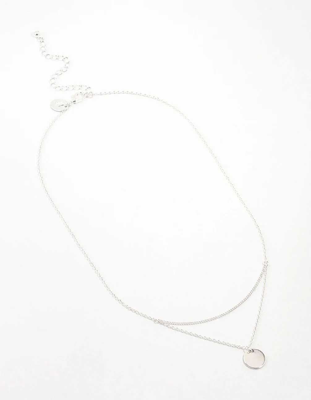 Silver Double Layered Disc Necklace sold by lovisa product image thumbnail 2