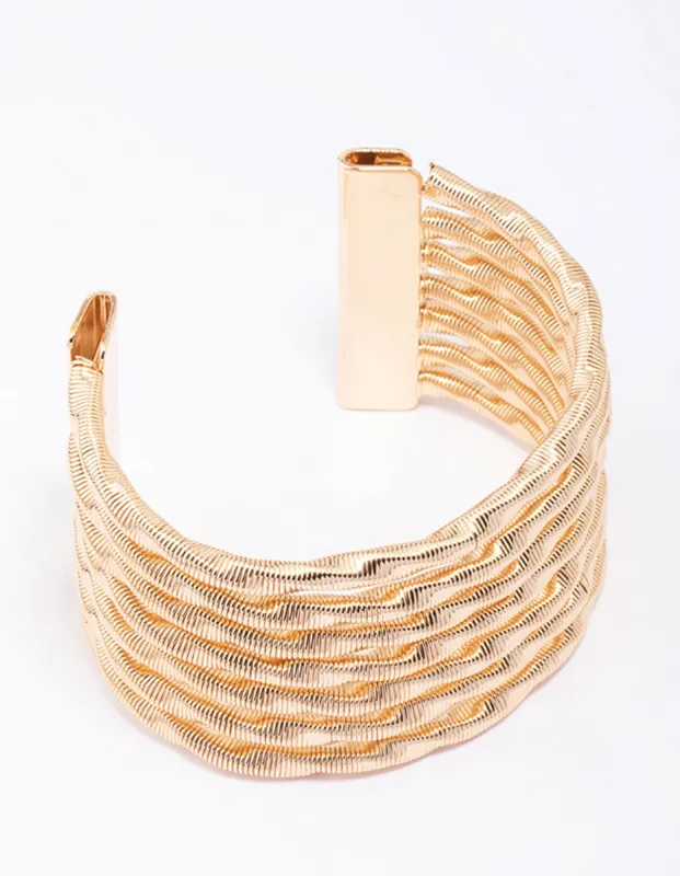 Gold Textured Wrist Cuff sold by lovisa