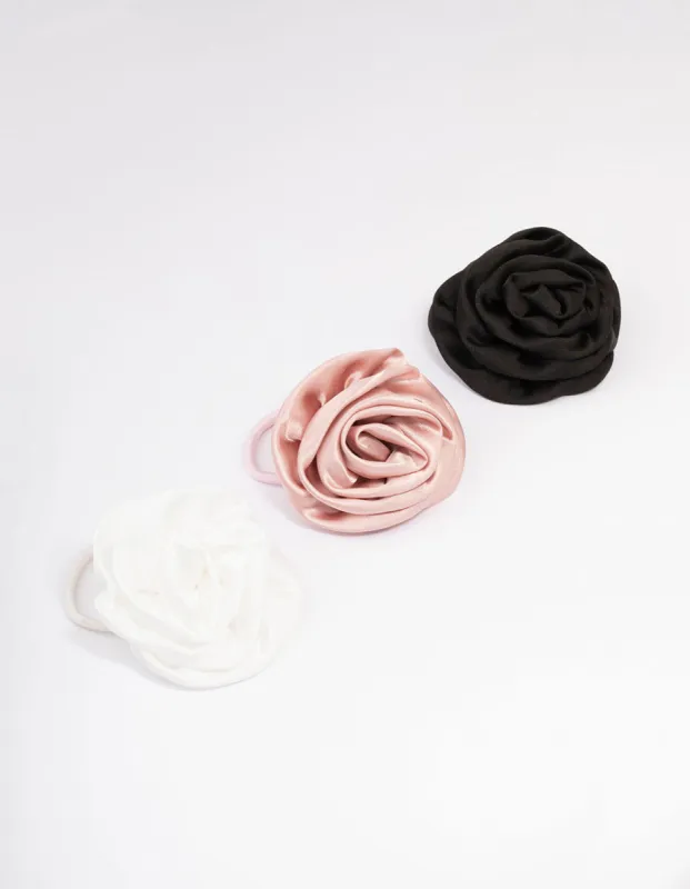 Fabric Rose Hair Tie 3-Pack sold by lovisa