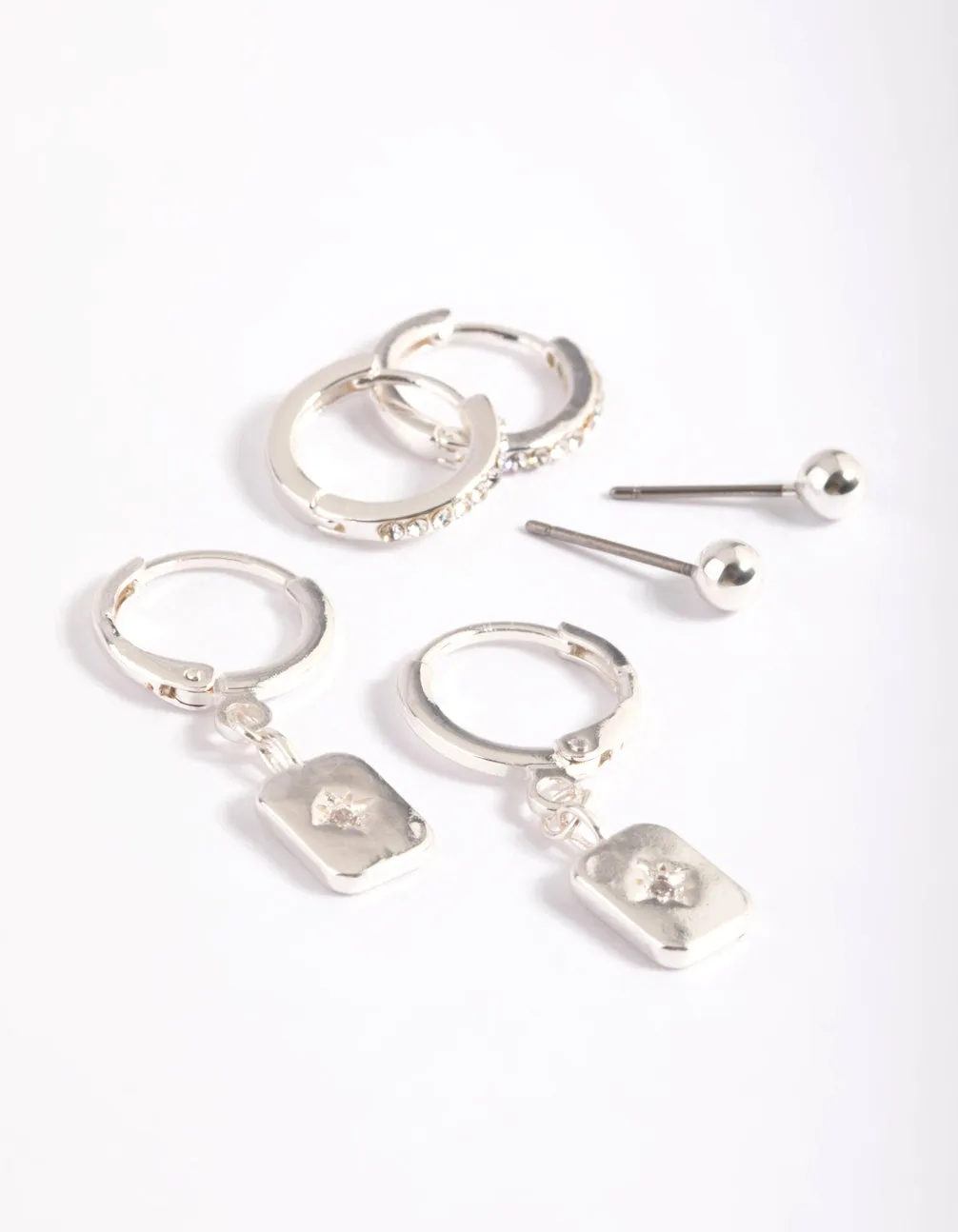 Silver Plated Cubic Zirconia Celestial Stud Earrings 6-Pack sold by lovisa product image thumbnail 2