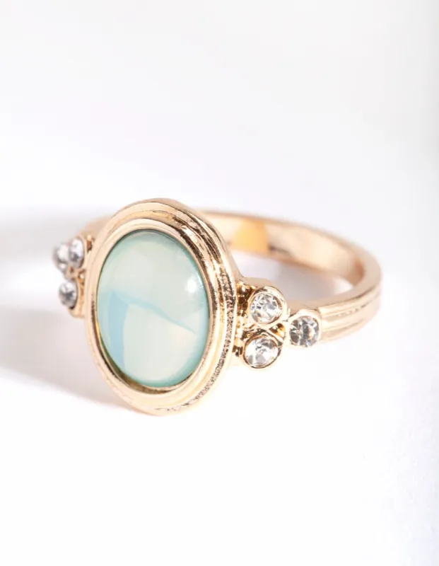 Gold Oval Diamante Ring sold by lovisa