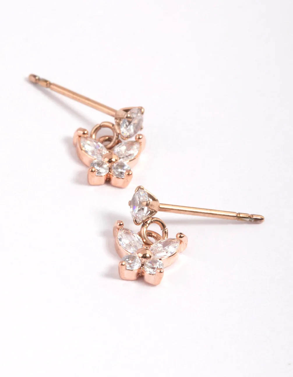 Rose Gold Plated Cubic Zirconia Butterfly Stud Earrings sold by lovisa