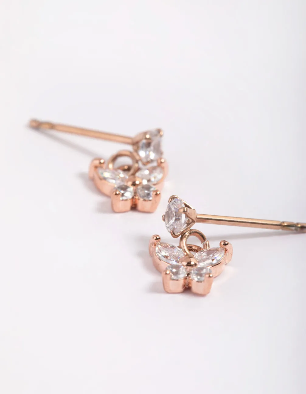 Rose Gold Plated Cubic Zirconia Butterfly Stud Earrings sold by lovisa product image thumbnail 3