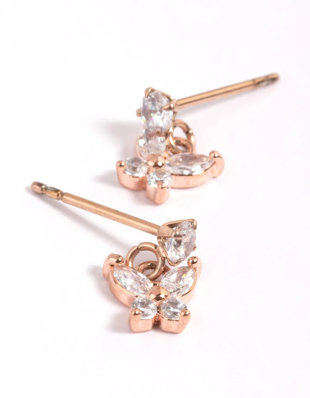 Rose Gold Plated Cubic Zirconia Butterfly Stud Earrings sold by lovisa product image thumbnail 2