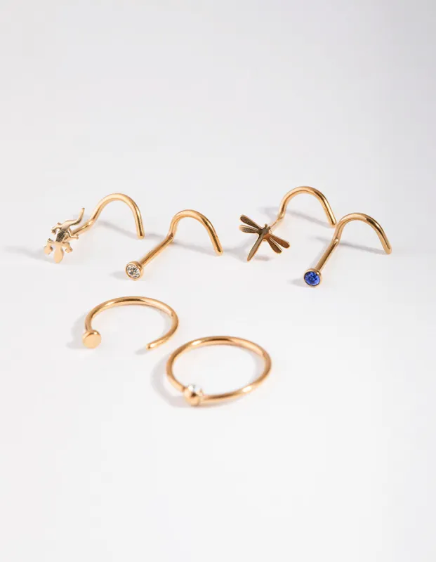 Surgical Steel Diamante Animal Nose Ring 6-Pack sold by lovisa