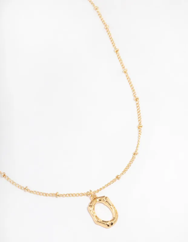 Letter 'O' Gold Plated Bamboo Initial Necklace sold by lovisa