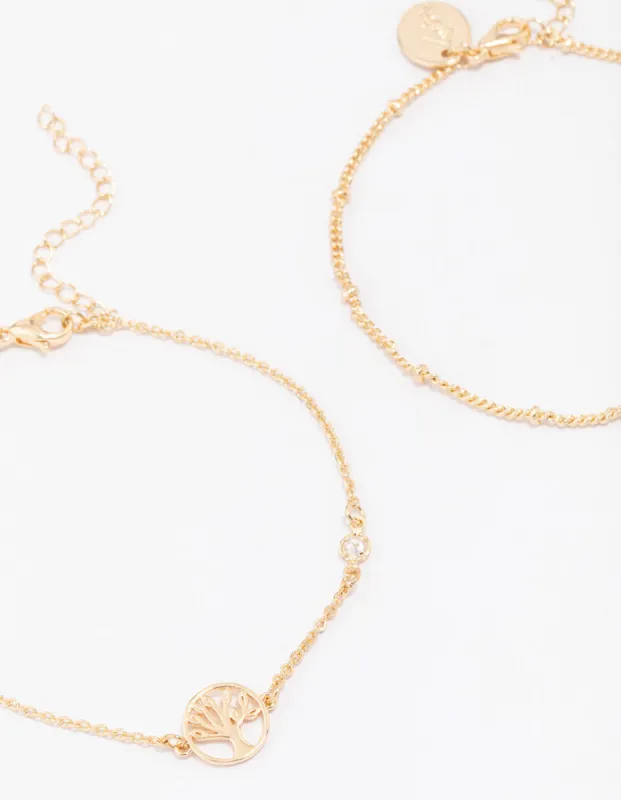 Gold Tree of Life Bracelet Pack sold by lovisa