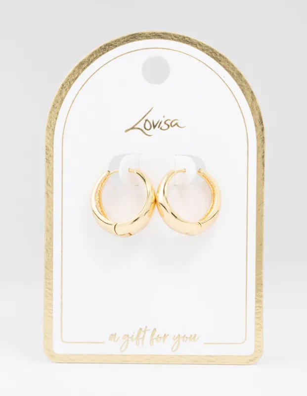 Large Gold Plated Chunky Classic Hoop Earrings made by lovisa