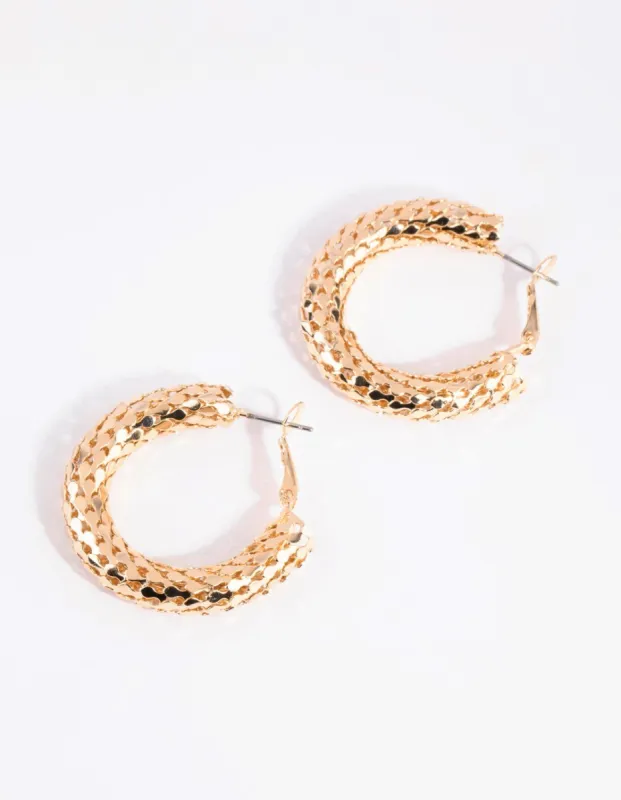 Gold Dragon Scale Hoop Earrings sold by lovisa