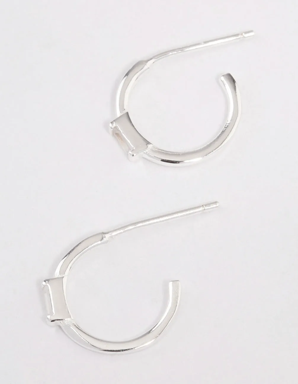 Sterling Silver Cubic Zirconia Rectangle Mini Hoop Earrings sold by lovisa product image thumbnail 3