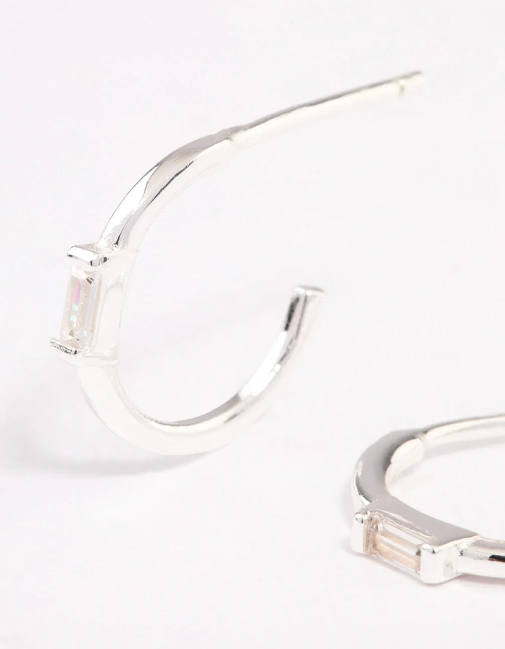 Sterling Silver Cubic Zirconia Rectangle Mini Hoop Earrings sold by lovisa product image thumbnail 2