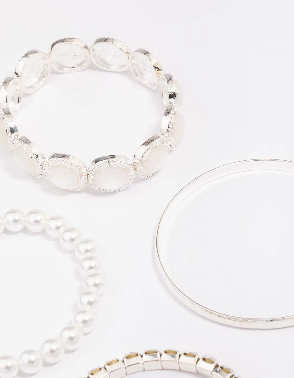 Silver Pearl Stretch Bracelet 5-Pack sold by lovisa product image thumbnail 3