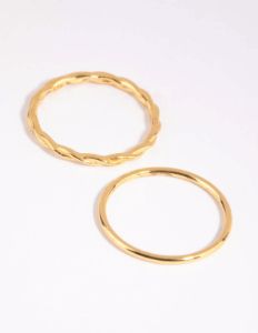 Gold Plated Sterling Silver Ring Pack sold by lovisa