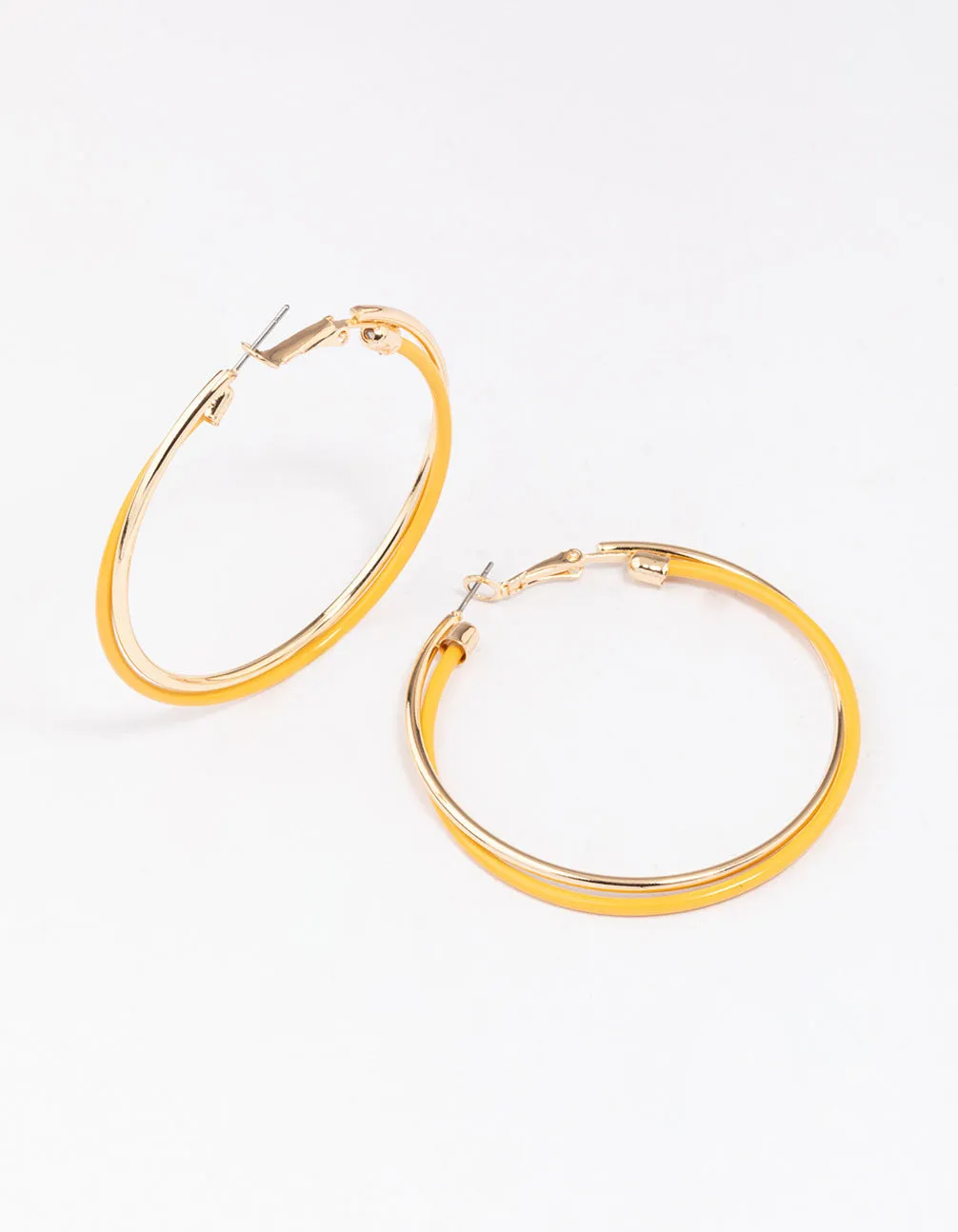 Gold Thin Double Twist Hoop Earrings sold by lovisa